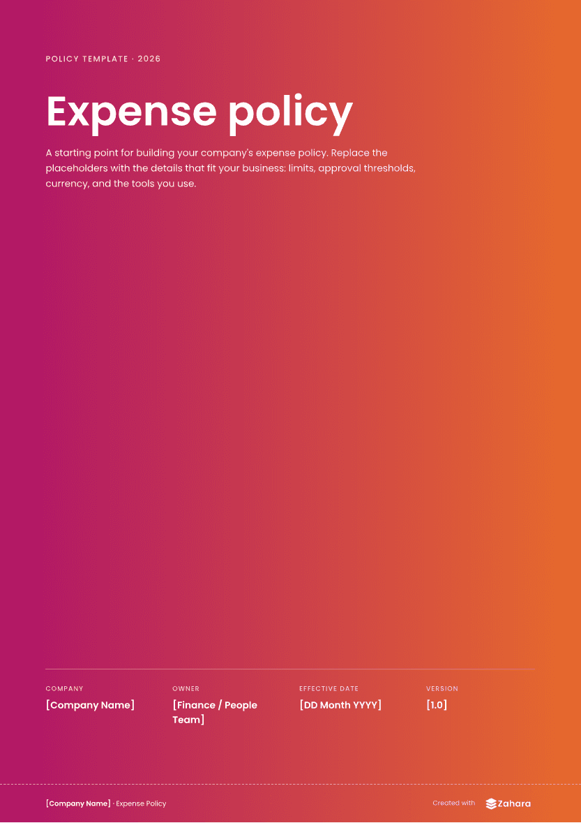 Expense policy template preview, page 1 of 10