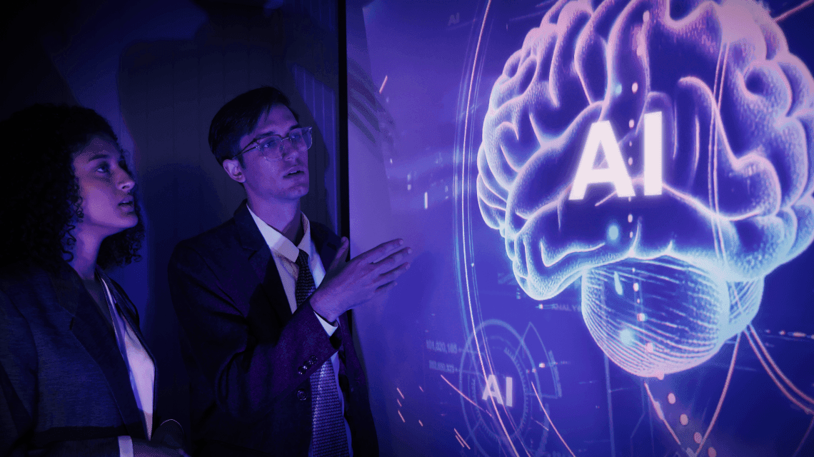 AI technology enhancing business productivity and efficiency through automation and data analysis
