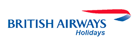 British Airways Holidays logo featuring blue text and a red and blue stylized wing graphic.