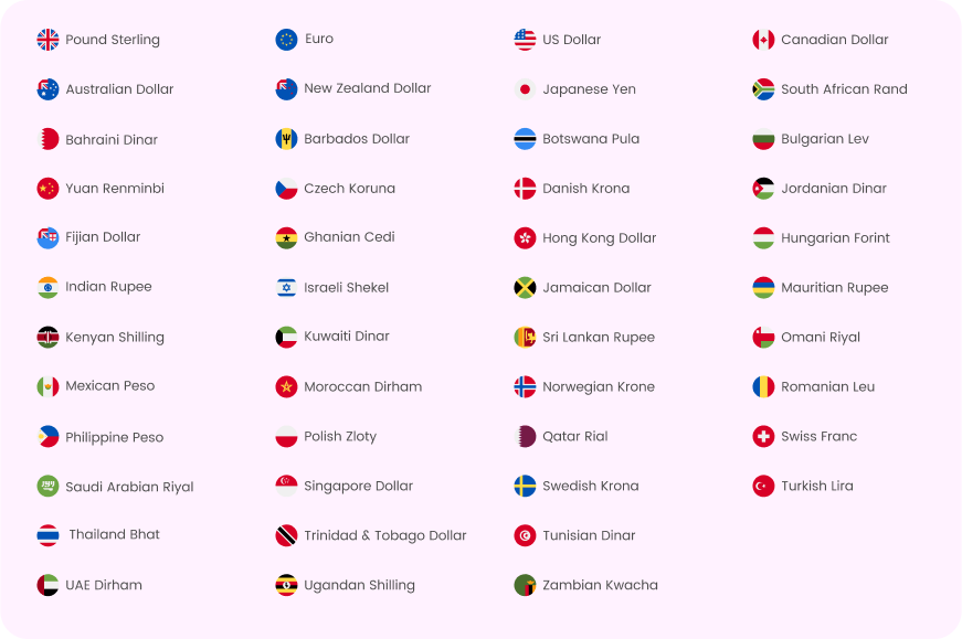 longer list of currencies