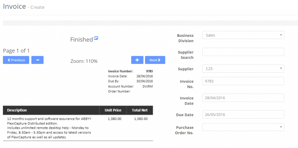 invoice processing ss