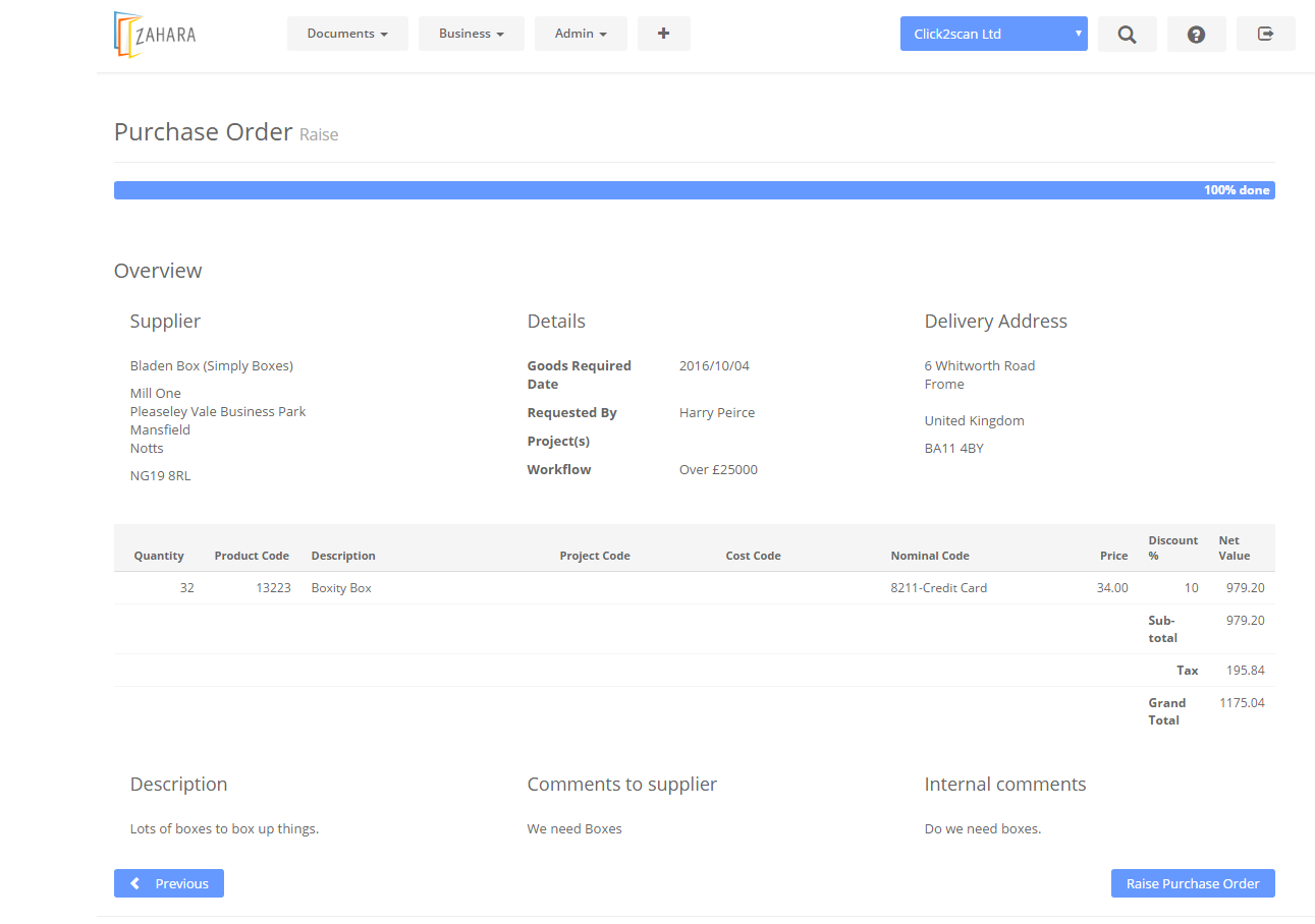 Zahara Purchase Order Software purchasing procurement