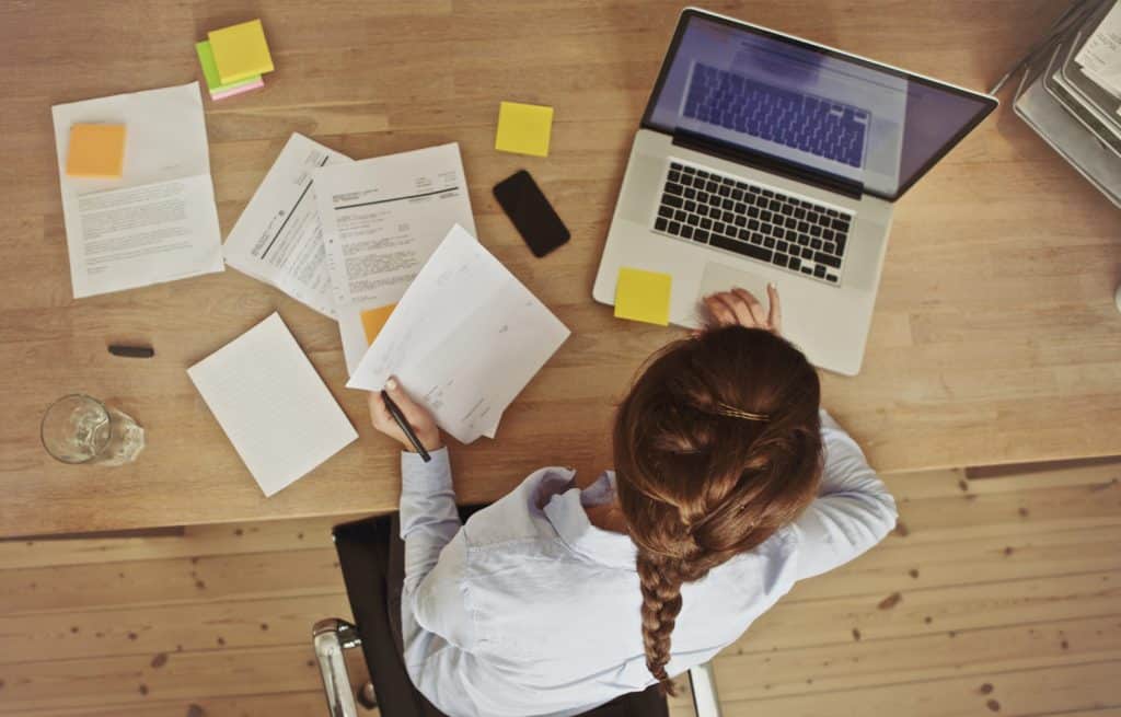 Female professional using laptop