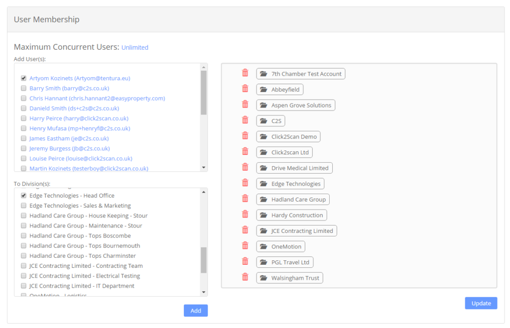 users assign