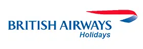 British Airways Holidays logo featuring blue text and a red and blue stylized wing graphic.