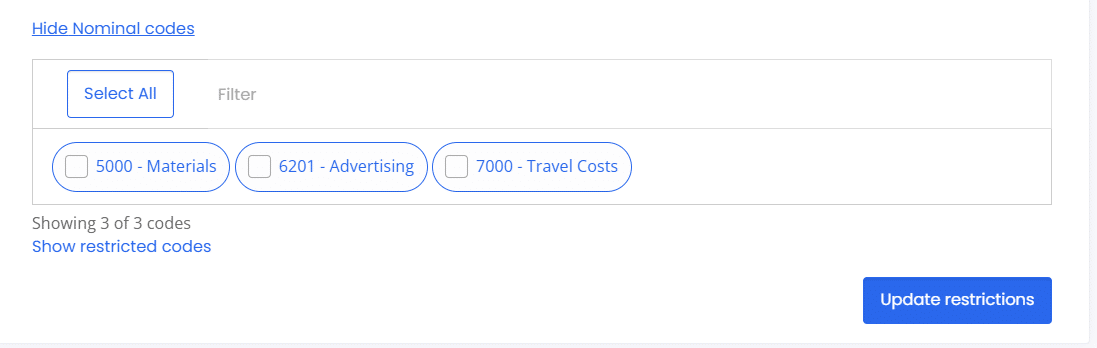 Nominal restrictions for project list