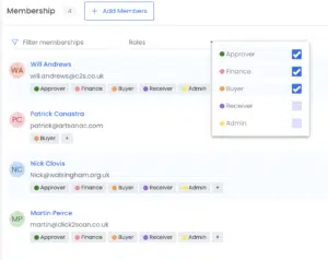 The option to edit existing user's roles in the division