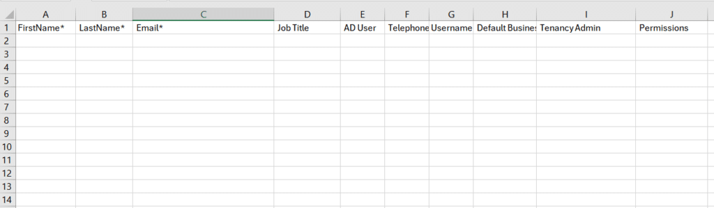 Image of the import spreadsheet