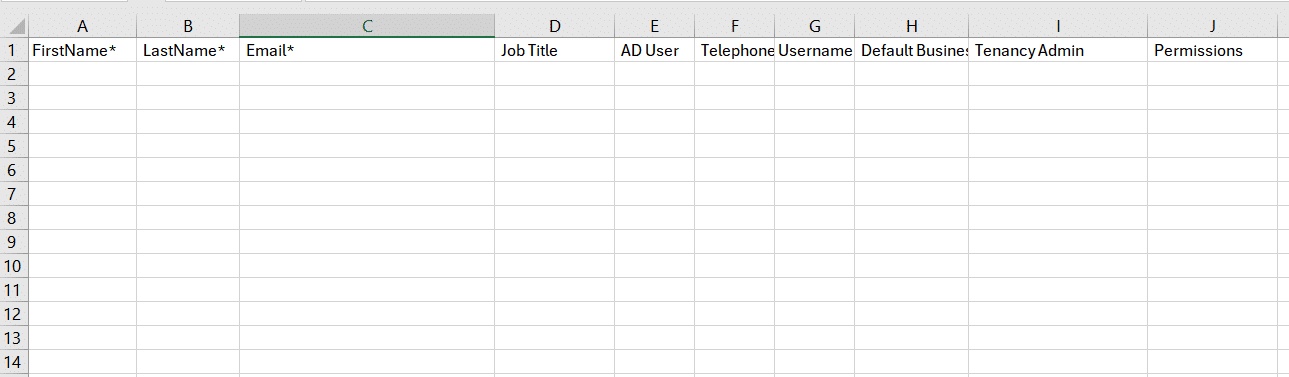 Image of the import spreadsheet