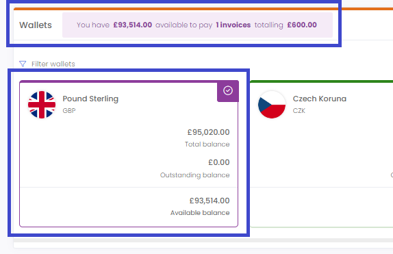 example of selecting a wallet